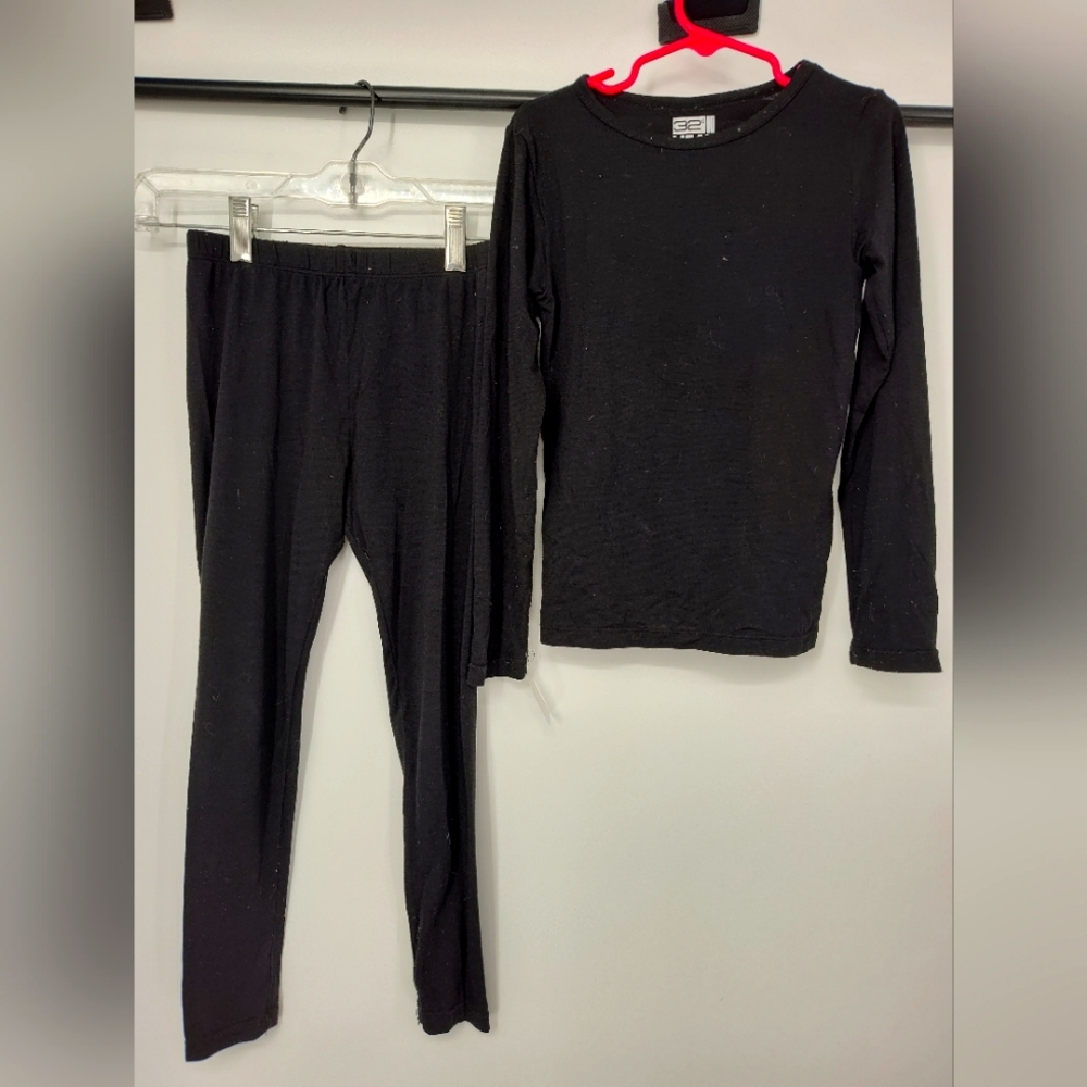 32 Degrees Black Kids Long Underwear Set Size Small